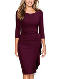 Women's Business Retro Ruffles 3-Feb Sleeve Cocktail Pencil Dress | Women's Work Dresses
