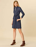 Women's Casual Shift Dress Long Sleeve Belted Dress with Pockets