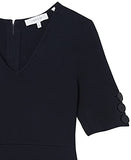 Women's Half Sleeve V-Neck Sheath Sweater Dress with Buttons | Women's Work Dresses