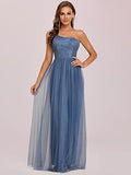 Women's Maxi Lace Backless One Shoulder Tulle Bridesmaid Dresses  - Sara Clothes