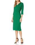 Women's Ada Cross Over Wrap Top V-Neck Midi Pencil Work Dress Business Casual | Original Brand | Women's Work Dresses
