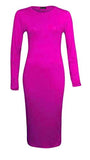 Women Plain Long Sleeve Midi Dress | Original Brand