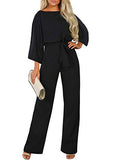Happy Sailed Women Casual Loose Short Sleeve Belted Wide Leg Pant Romper Jumpsuits | Women's Casual Dresses