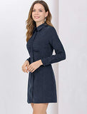 Women's Vintage Mini Long Sleeve Button Front Shirt Dress