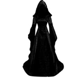 HOOUDO Dresses for Women UK Plus Size Medieval Retro Vintage Elegant Flared Sleeve Gothic with Bow Cosplay Pleated Prom Princess Maxi Dress