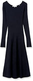 Women's Long Sleeve Ribbed Crewneck Fit and Flare Sweater Dress