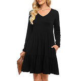 Women's Dress Sweet & Cute Dress Ladies Pullover Long Sleeve Autumn Solid Casual V-Neck Pocket Mini Dress Fancy Cocktail Dress Party Dress Maxi A-line Dress