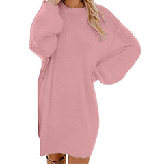 LOPILY Women's Sweater Dress Loose Dress Autumn Winter Warm Casual Shift Dress Solid Color Pin-Tuck Dress Plus Size Knit Pencil Dress | Women's Casual Dresses