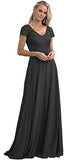 Women's Lace Appliques Long Mother of The Bride Dress Chiffon Evening Gown with Sleeves