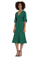 Women's V-Neck Raglan Fit and Flare Dress