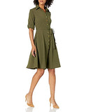 Women's Button Front Pleated Shirt Dress