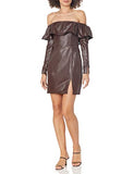 Women's Vegan Leather Off The Shoulder Mini Dress