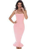 Women's Halter Fishtail Mermaid Bodycon Knee Length Cocktail Bandage Dress