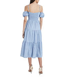 Women's Off The Shoulder Chambray Flowing Maxi Dress | Women's Maxi Dresses