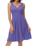 Blue Purple Women's Sleeveless Wrap V-Neck A-line Bridesmaid Cocktail Party Dress - GRACE KARIN | Women's Cocktail Dresses