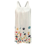 Dress Womens Sleeveless Sling Round Neck Midi Dress Summer Printed Loose Casual Seaside Dress Cute Paw Print Beach Dress | Women's Work Dresses