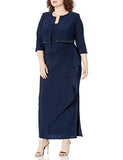 Women's Plus-Size Lace Bolero Jacket Dress with Side Ruched Skirt