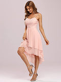 Spaghetti Straps V Neck Chiffon Short Wedding Dresses for Women  - Sara Clothes