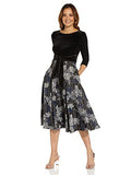 Women's Velvet and Jacquard Midi Dress