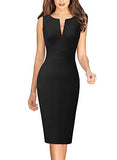 Black Sleeveless Womens Front Zipper Slim Work Office Business Cocktail Party Pencil Dress Vfshow | Women's Work Dresses