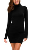 Women's Long Sleeve Turtleneck Bodycon T-Shirt Dress