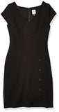 Women's Cap Sleeve V Neck Side Button Stretch Crepe Sheath Dress | Women's Work Dresses