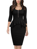 Women's Retro Square Neck Ruffle Style Slim Business Pencil Dress | Women's Work Dresses
