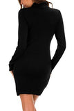 Women's Long Sleeve Turtleneck Bodycon T-Shirt Dress