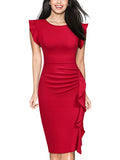 Women's Business Retro Ruffles Slim Cocktail Pencil Dress | Women's Formal Dresses