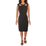 Women's Solid Sleeveless Sheath with Front Cut Out Dress