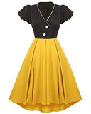 Women's Vintage Swing Dress Dip Hem Pinup Evening Party Cocktail High-Lo Gown | Women's Work Dresses