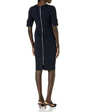 Women's Half Sleeve V-Neck Sheath Sweater Dress with Buttons | Women's Work Dresses