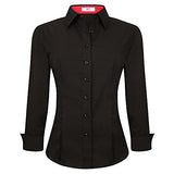 Womens Button Down Shirts Long Sleeve Regular Fit Cotton Stretch Work Blouse | Women's Tops and Blouses