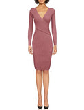 Womens Stylish Surplice Wrap Bodycon Knit Midi Dress