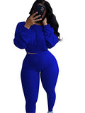 Sweatsuits for Women Tracksuit 2 Piece Outfits Casual Ribbed Long Sleeve Pullover Top Bodycon Long Pants Set