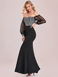 Women's Cold Shoulder Sequin Dress Mermaid Evening Dress  - Sara Clothes