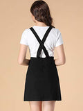 Women's Adjustable Strap Overall Dress A-Line Above Knee Pockets Suspender Skirt