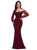 Women's Cold Shoulder Sequin Dress Mermaid Evening Dress 0711