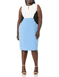 Women's Sleeveless Jewel Neck Color Block Stretch Crepe Dress | Women's Work Dresses