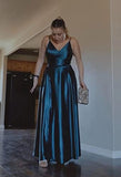 RYANTH Long Bridesmaid Dresses for Women Formal Satin Spghetti Strap Prom Evening Gowns RYZ054