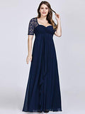 Women's Plus Size Elegant Lace Half Sleeves Formal Evening Dresses  - Sara Clothes