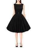 Boatneck Sleeveless Vintage Tea Dress with Belt | Women's Formal Dresses