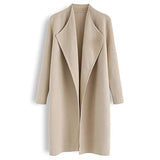 Women's Classy Light Tan Open Front Knit Coat Cardigan