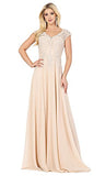 Women's Lace Chiffon Mother of The Bride Dress A Line V Neck Embelished Formal Evening Gown