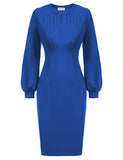 Women Lantern Long Sleeve Office Pencil Dress Wear to Work Sheath Dresses Knee Length | Women's Work Dresses