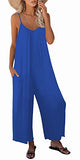 Light Blue Casual Sleeveless Strap Loose Adjustable Jumpsuits Stretchy Long Pants Romper with Pockets - SNUGWIND | Women's Romper & Jumper Suit