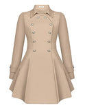 Women's Wool Pea Coat Swing Double-Breasted Trench Coat Thick Winter Mid-Long Jacket