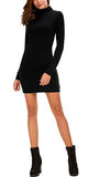 Women's Long Sleeve Turtleneck Bodycon T-Shirt Dress