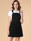 Women's Adjustable Strap Overall Dress A-Line Above Knee Pockets Suspender Skirt