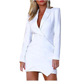 Ladies Solid Turn Down Neck Long Sleeve Asymmetrical Work Formal Dress Bodycon Dress Office Wear for Casual Club Cocktail Evening Gowns Work UK Size 8-26 | Women's Work Dresses